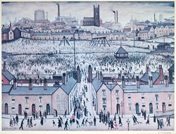 Britain at Play by L.S. Lowry - Offset lithograph printed in colours on wove paper sized 24x18 inches. Available from Whitewall Galleries