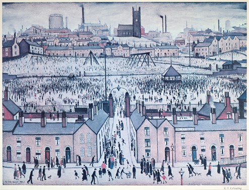 Britain at Play by L.S. Lowry - Offset lithograph printed in colours on wove paper